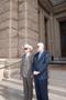 Photograph: [Steven Fromholz and Larry D. Thomas at Poet Laureate ceremony]