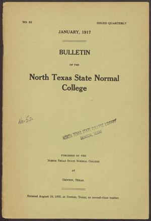 Primary view of object titled 'Catalog of North Texas State Normal College: January 1917'.