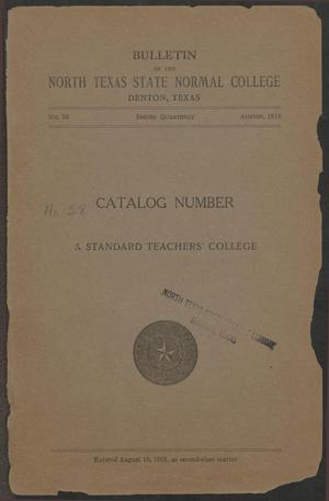 Primary view of object titled 'Catalog of North Texas State Normal College: August 1918'.