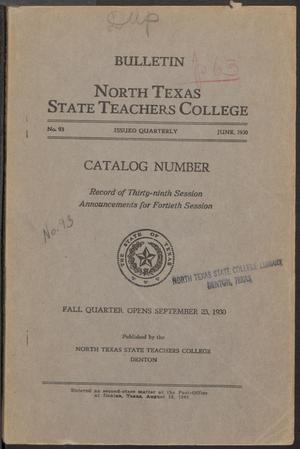 Primary view of object titled 'Catalog of North Texas State Teachers College: 1930-1931'.