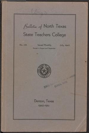 Primary view of object titled 'Catalog of North Texas State Teachers College: 1940-1941'.
