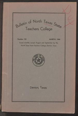 Primary view of object titled 'Catalog of North Texas State Teachers College: March 1944'.