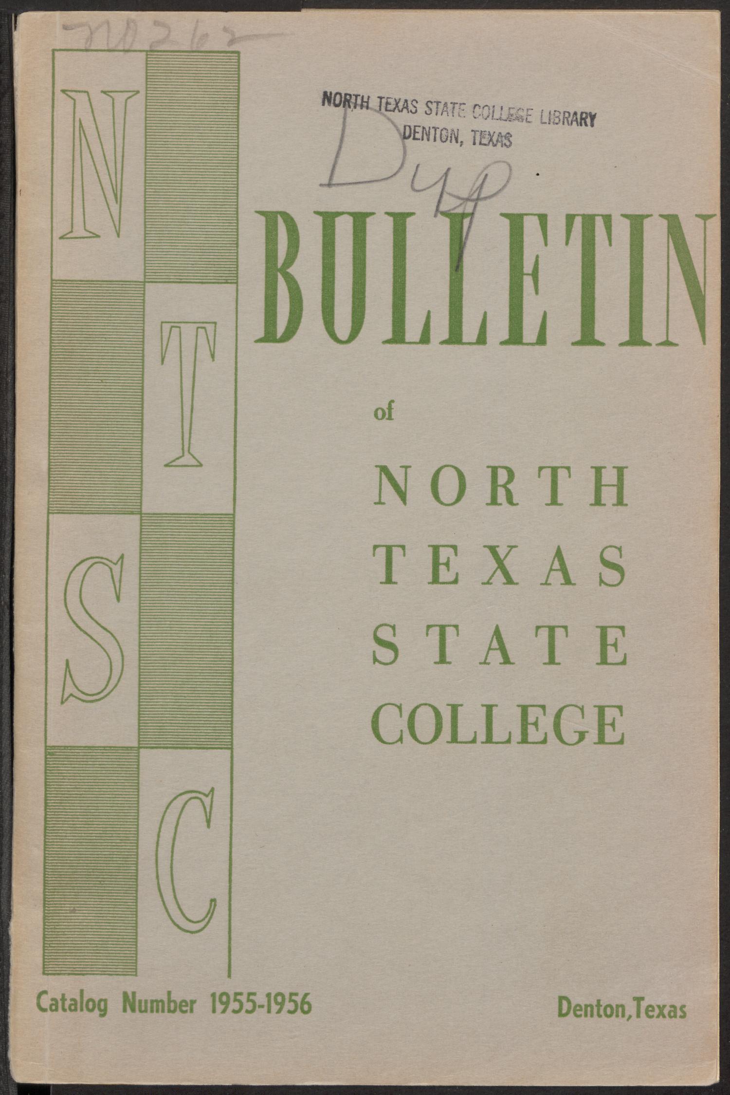 Catalog of North Texas State College: 1955-1956, Undergraduate
                                                
                                                    Front Cover
                                                