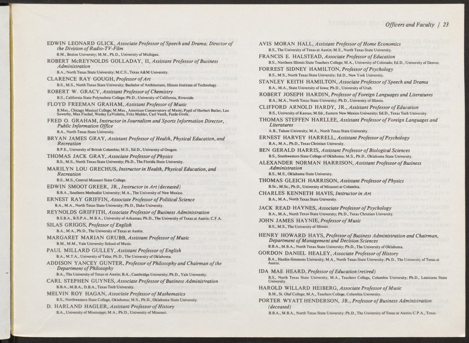Catalog of North Texas State University: 1973-1974, Undergraduate
                                                
                                                    23
                                                