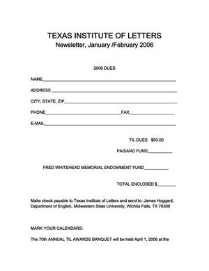 Primary view of object titled '[Texas Institute of Letters Newsletter, January-February 2006]'.