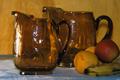 Primary view of [Brown amber vases with fruit, 1]