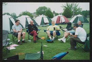 Primary view of object titled '[Rainy morning camp: Lone Star Ride 2004 event photo]'.