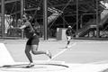 Primary view of [Alana Tyler competes in shot put event, 1]