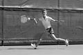 Photograph: [Lynley Wasson hits forehand during Stephen F. Austin match, 2]
