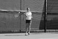 Photograph: [Lynley Wasson hits forehand during Stephen F. Austin match, 3]