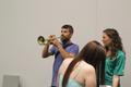 Photograph: [Person playing a trumpet, College of Music at the Perot Museum]