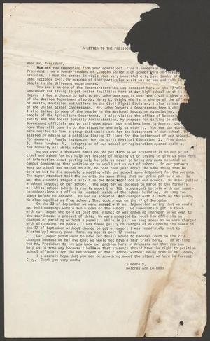 Primary view of object titled '[A letter from Delores Coleman]'.
