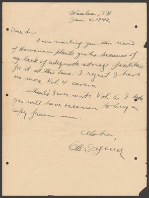 A handwritten letter about Hawaiian plants, 1942.