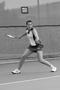 Photograph: [Katherine Harris prepares to hit tennis ball]