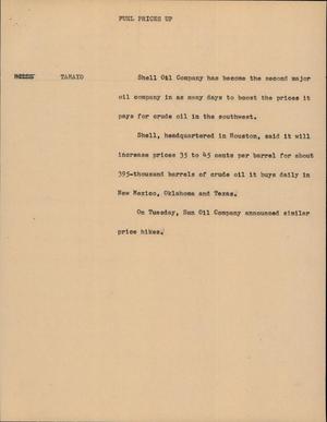 Primary view of object titled '[News Script: Fuel prices up]'.