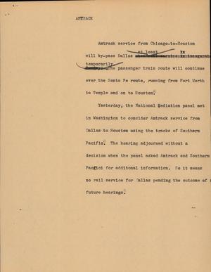 Primary view of object titled '[News Script: Amtrack]'.