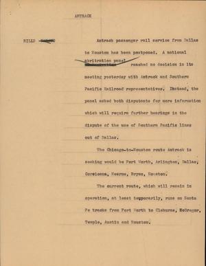 Primary view of object titled '[News Script: Amtrak]'.