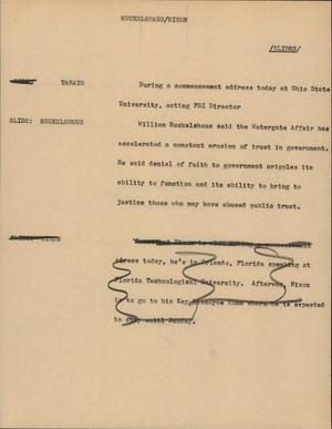 Primary view of object titled '[News Script: Ruckelshaus/ Nixon]'.