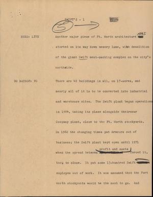 Primary view of object titled '[News Script: Swift's]'.