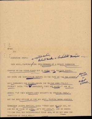 Primary view of object titled '[News Script: Submarine]'.