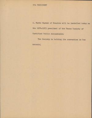 Primary view of object titled '[News Script: CPA president]'.