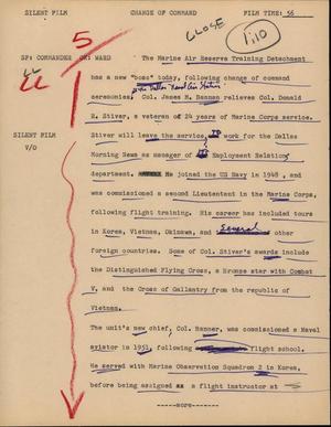 Primary view of object titled '[News Script: Change of command]'.