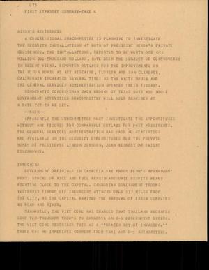 Primary view of object titled '[News Script: Nixon's residences]'.