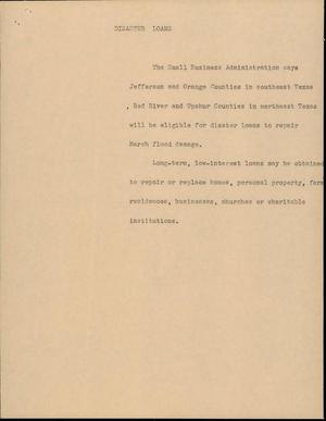 Primary view of object titled '[News Script: Disaster loans]'.