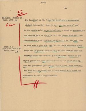 Primary view of object titled '[News Script: Cattle]'.
