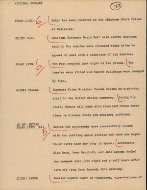 Primary view of object titled '[News Script: National summary]'.