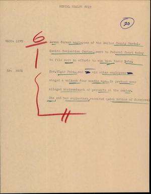 Primary view of object titled '[News Script: Mental Health Suit]'.