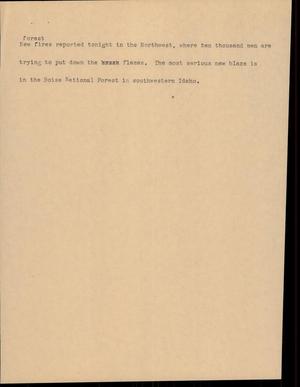 Primary view of object titled '[News Script: Forest Fires]'.