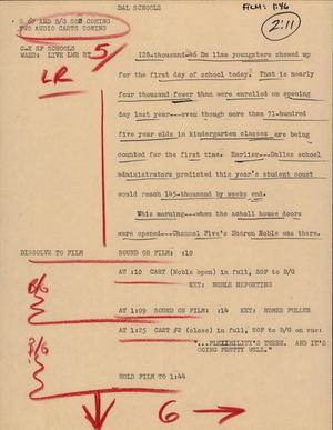 Primary view of object titled '[News Script: Dal Schools]'.