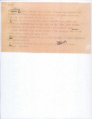 Primary view of object titled '[News Script: Funeral]'.