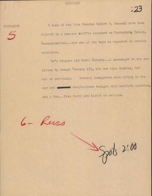 Primary view of object titled '[News Script: Kennedys]'.