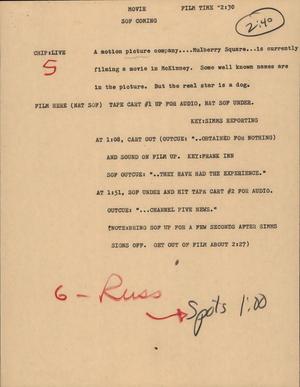 Primary view of object titled '[News Script: Movie]'.