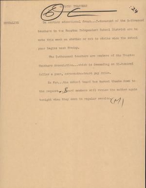 Primary view of object titled '[News Script: Houston Teachers]'.