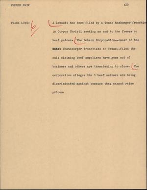 Primary view of object titled '[News Script: Freeze suit]'.