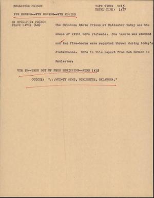Primary view of object titled '[News Script: Mcalester prison]'.