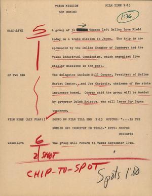 Primary view of object titled '[News Script: Trade Mission]'.