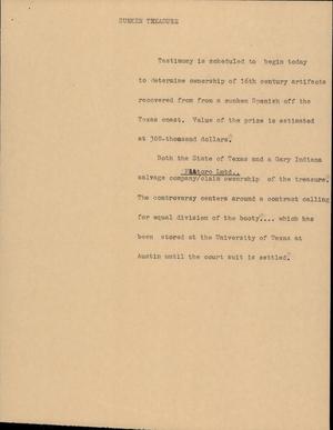 Primary view of object titled '[News Script: Sunken treasure]'.