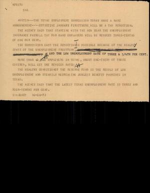 Primary view of object titled '[News Script: Texas Employment Commission]'.