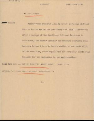 Primary view of object titled '[News Script: Connally]'.