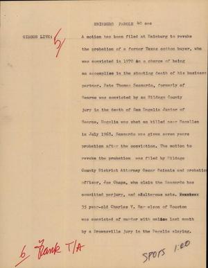 Primary view of object titled '[News Script: Eninburg Parole]'.