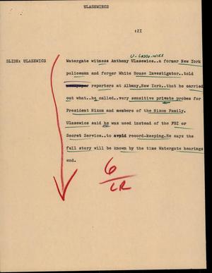 Primary view of object titled '[News Script: Ulasewiecs]'.