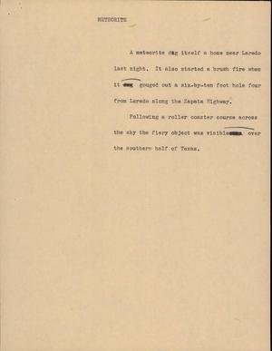 Primary view of object titled '[News Script: Meteorite]'.