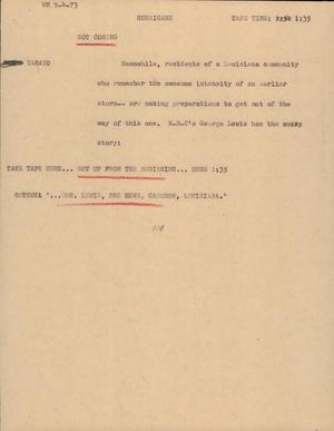 Primary view of object titled '[News Script: Hurricane]'.