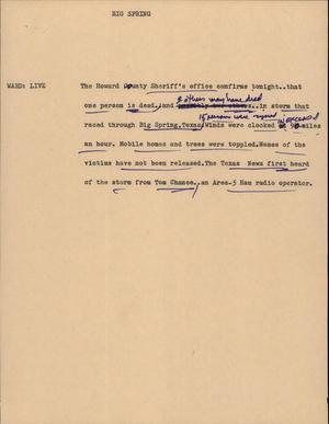 Primary view of object titled '[News Script: Big Spring]'.