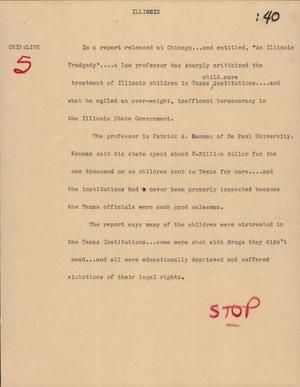 Primary view of object titled '[News Script: Illinois]'.