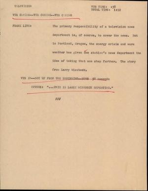 Primary view of object titled '[News Script: Television]'.